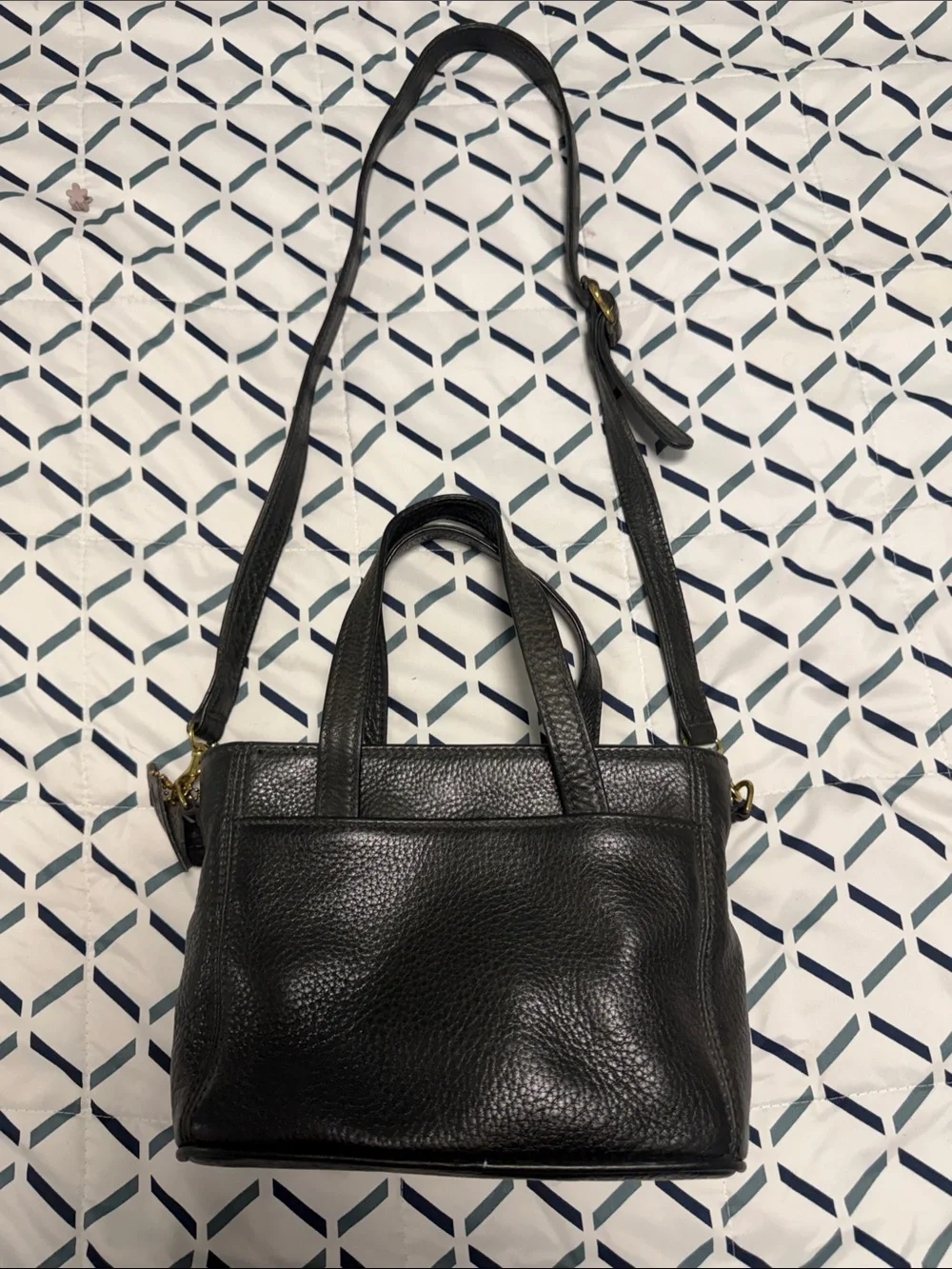 Coach Black Pebbled Leather Shoulder & Top-Handle Bag vintage crossbody